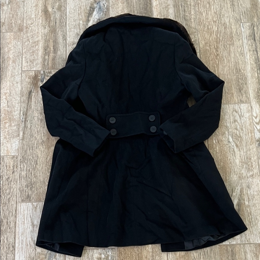 Tahari Black Pea Coat with Faux Fur Collar Sz 10 - NEW - Picture 8 of 8